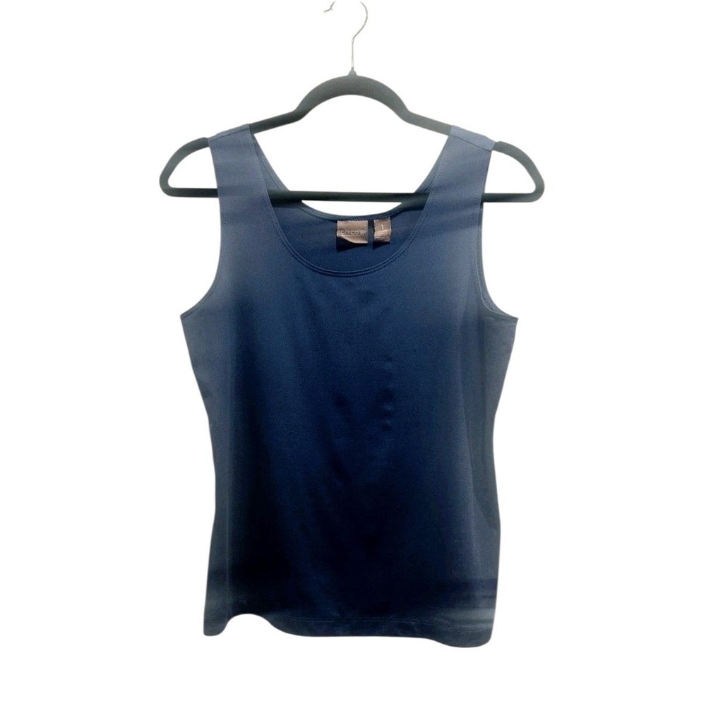 Chicos Tank‎ Top Womens  1 = 8 10 Blue Casual Stretch Microfiber Sleeveless Top